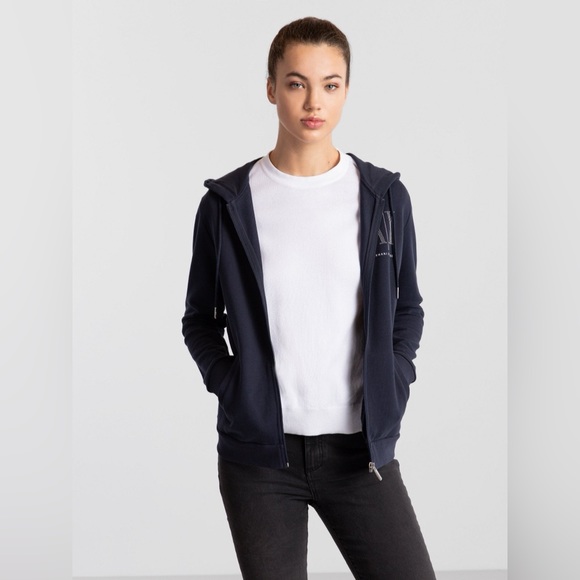 armani exchange navy zip up sweatshirt hoodie - Picture 2 of 4
